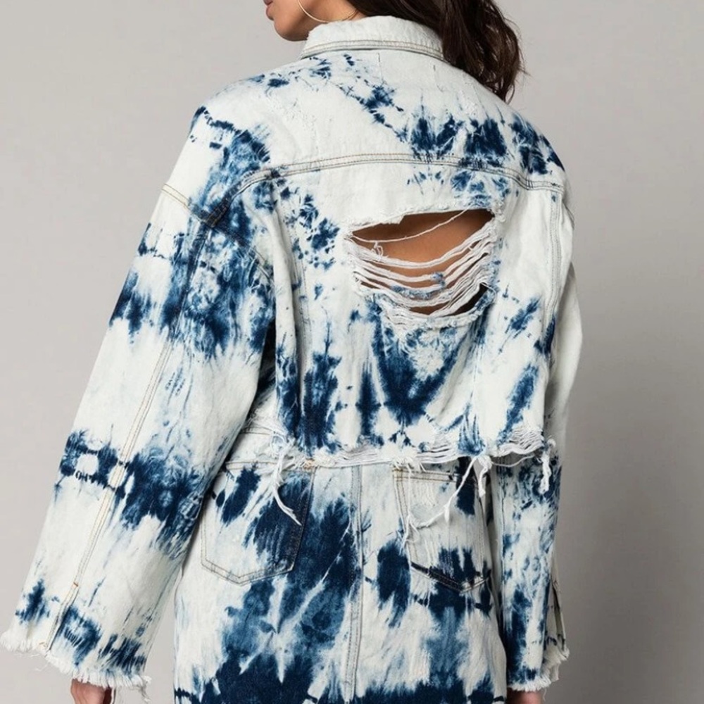 Distressed Acid Wash Denim Jacket